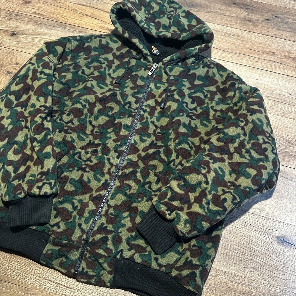Classic Collection Camo Fleece Full Zip Sherpa Lined Hoodie Men XL